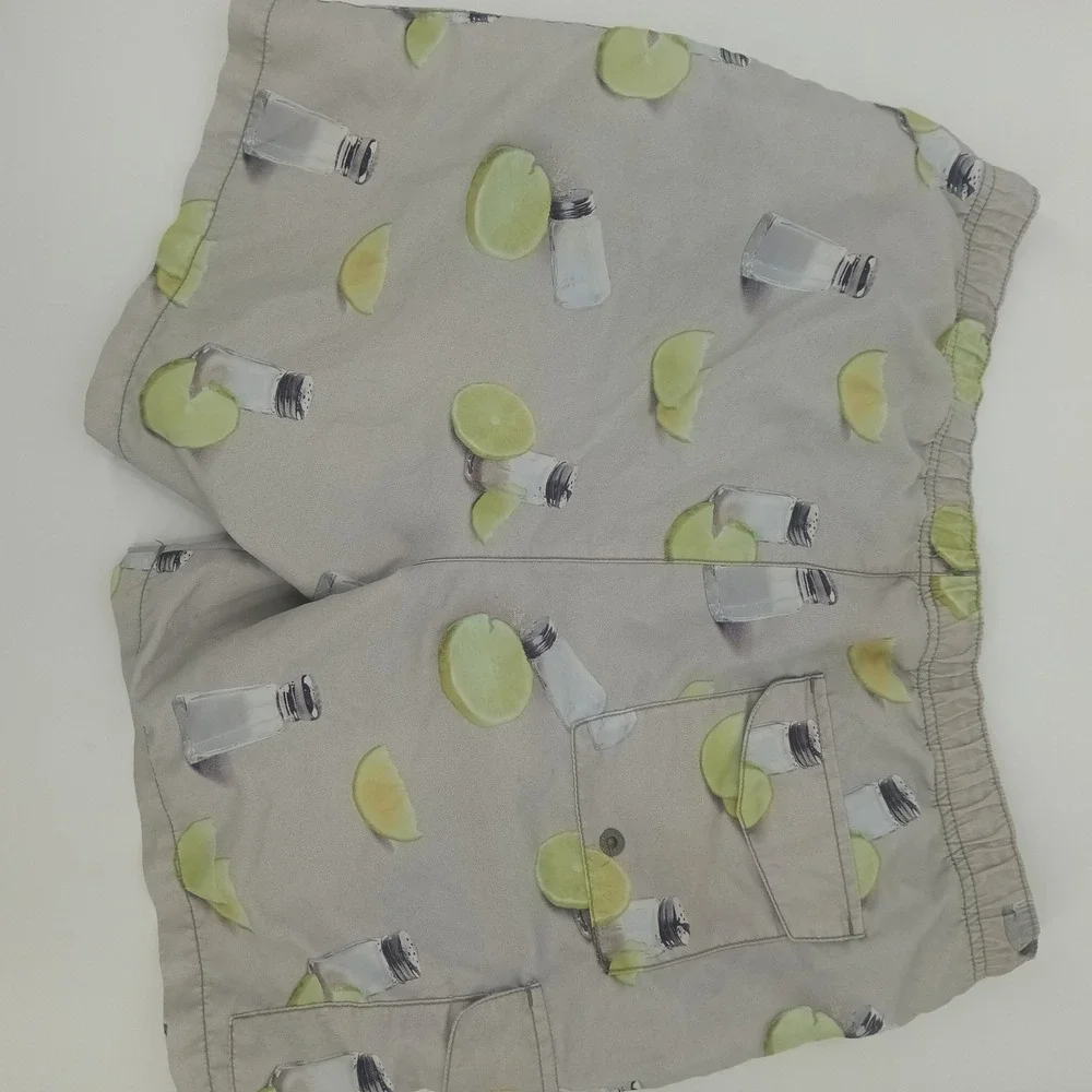 Tommy Bahama Relax Mens Swim Trunks Gray Lime Salt Shaker Print Size Medium
